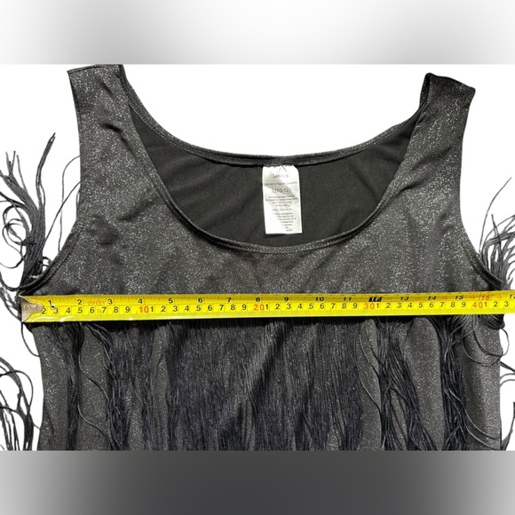 LEADTEX womens black flapper fringe costume size L 10/12 NWOT - Picture 5 of 6